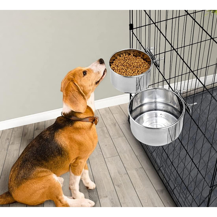 Набори годівниць для тварин Hniuyun: нержавіюча сталь, підвісні миски для собак, котів, птахів, кроликів, морських свинок (2 шт.)