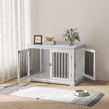 Клітка для собак HOLTICO, чорна (L) з подушкою, для дому, клітка-меблі, закривається