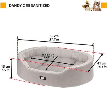 Крісло-ліжко для собак Ferplast - м'яке ліжко для маленьких собак з антибактеріальним захистом, бавовна, 55 x 41 x 15 см, сірий колір