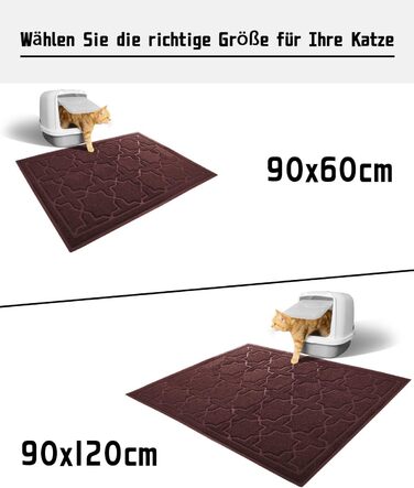 Yimobra Килимок для котячого туалету XL 90x120 см, водонепроникний, протиковзкий, легкий у догляді, без фталатів, темно-коричневий