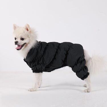 Зимовий теплий одяг для собак - тепла куртка для собак, чорного кольору, з D-Ring, XL