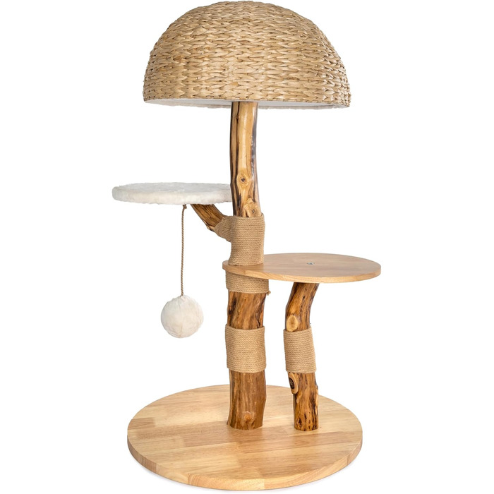 Драбинка для котів Bontoy Stella з дерева, 109 см: міцна, з великим лежанкою та іграшкою, 2 сходинки