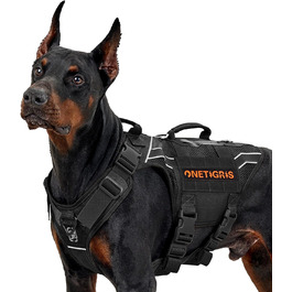 Шлея для собак OneTigris AIRE Armor Mesh, регульована, з 2 ручками, 3 D-кільцями, не тягне, світловідбивна, дихаюча, для великих і середніх собак, чорна, розмір L