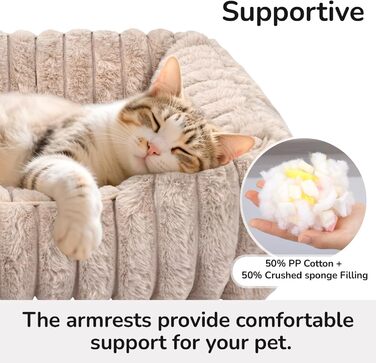 Килимок для котів, Кругле ліжко для кота, Домашнє ліжко для тварин, Ліжко для маленьких собак, Практичний, М'який, З неслизьким дном, Утеплене (50 x 50 см, 60 x 60 x 18 см, Коричневий)