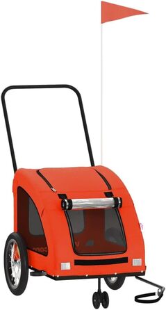 Фургон для собак VidaXL - переносний, з прапором та світловідбивачами, до 45 кг, Oxford-Gewebe, 63.5 x 124.5 x 66 см, Оранжевий