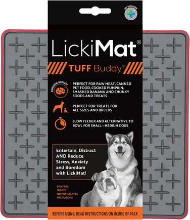 LickiMat Tuff Buddy - годівниця для собак, повільне годування, зменшує нудьгу, червона