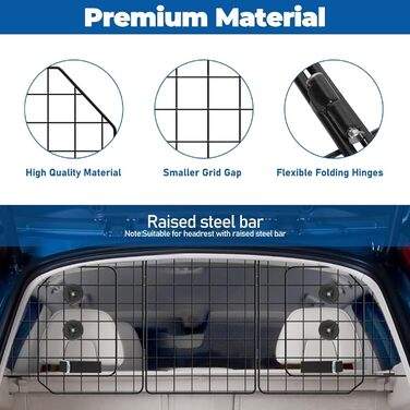 Бар'єр для собак OUSHENG в SUV: регульована перегородка для автомобіля, сітка, чорний колір