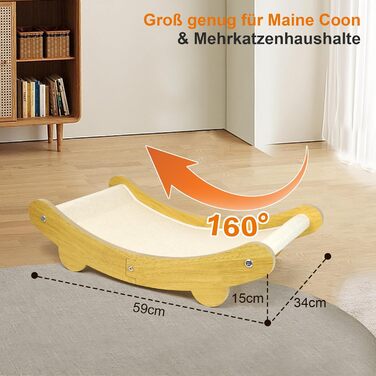 LUMIN TUTU Двостороння кігтеточка та ліжко для котів, 59x34 см, міцна та багаторазова, без випадання ворсу (бавовна & поліестер)