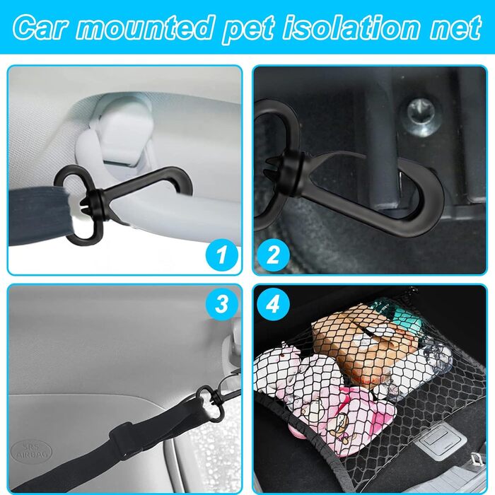 Сітка-перегородка для автомобіля: захист для собак, 120x90 см, Polypropylene, 4 гачки
