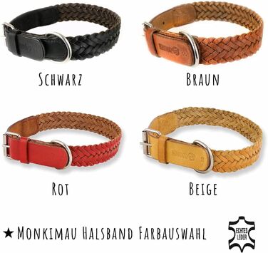 Monkimau нашийник для собак зі шкіри, плетений, бежевий, 25мм x 45см