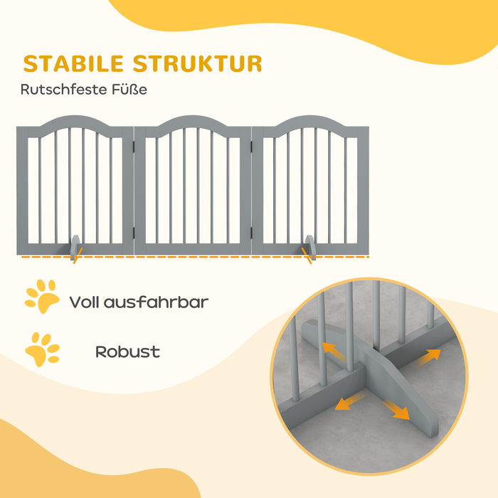 PawHut Barrier Dog 3 частини, 154,5 x 61 см складні ворота для собак з дверима, дверний щиток з 2 опорними ніжками, окремо стоячі сходові ворота для кухні, передпокою, світло-сірі | Аосом