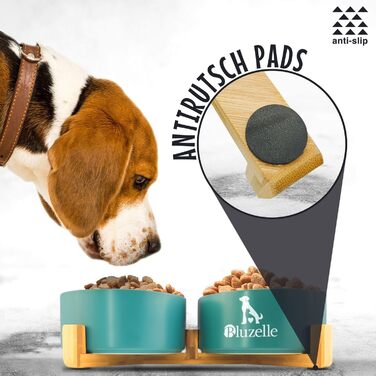 Набір мисок для собак та котів Bluzelle Balance Bowl XXL (2 шт, 850 мл) з кераміки та бамбука, антиковзні, для сухого та вологого корму, білий