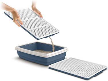 Килимок для котячого туалету PATAM з антиковзким ситом, сито для свинячого сита, 46 см x 36 см x 3 см, Made in Italy – (Champion Blau)