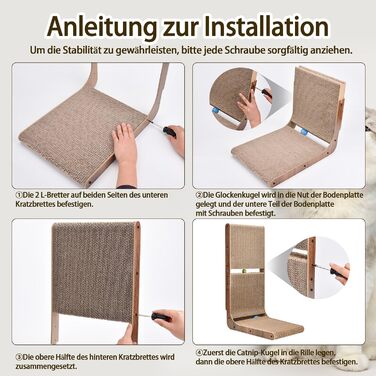 Кігтеточка для котів L-подібна з іграшкою, з картону, 69 см