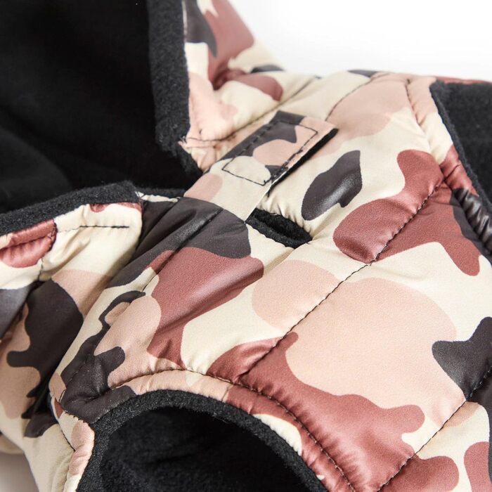 Стеганий теплий халат для такси для дрібних собак з капюшоном, камуфляж, 47 см