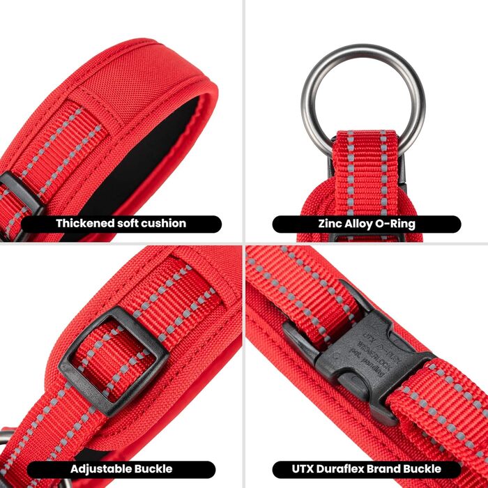 Нашийник для собак EXCELLENT ELITE SPANKER з PU матеріалу, з пряжкою, регульований, для малих, середніх та великих собак, чорний, червоний, синій (RED-L)