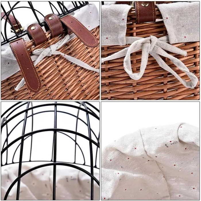 Корзина для собак та котів на велосипед, ручна робота, плетені з лози, коричнева