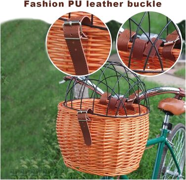 Корзина на кермо велосипеда для собак та котів, ручної роботи, плетіння, з кришкою, велосипедна сумка, аксесуари для велосипеда (A Camel)