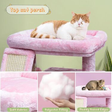 Компактний когтеточка-дряпка для котів, котячий будинок із полицею, стійкий котячий комплекс для кошенят, світло-сірий