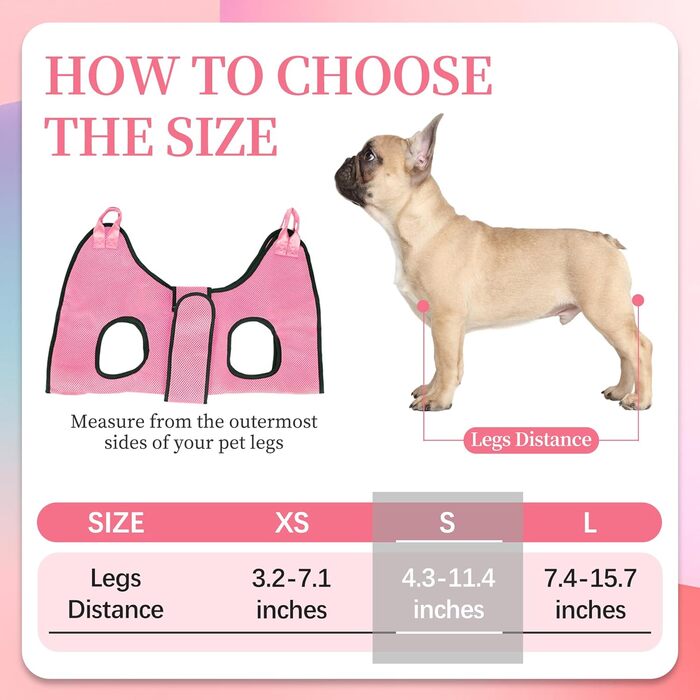 Гамак для собак, гамак для грумінгу, гамак для собак маленьких порід, чорний та рожевий (S)