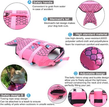 Світшот для собак 'Акула' - рятувальний жилет для Французького бульдога (розмір M, русалка)