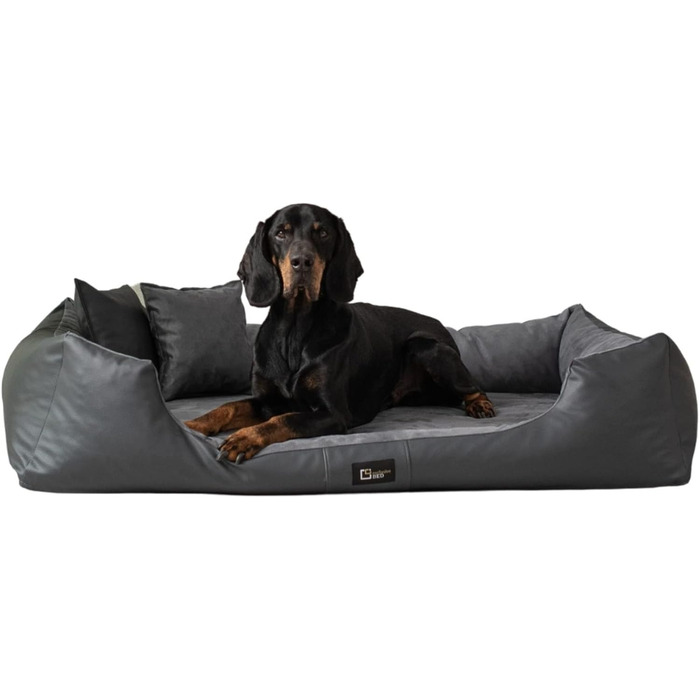 Ортопедичне ліжко для собак Eden, велике, середнє, маленьке - подушка для собак, килимок для собак з еко-шкіри + тканина Alcantara - зняття болю, стійке до зношування, міцне (XXL, сірий) XXL сірий