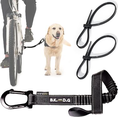 Велосипедний повідок для собак BIKE AND DOG, безінструментальне кріплення, опціональний спеціальний шлейф, 2 стрічки для велосипеда, запатентований, чорний