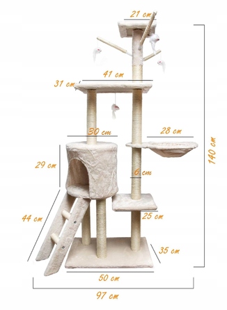 Високий когтеточка-комплекс із лежаком та стовпчиком для кігтів, вежа Pet HOBBY 101 — 160 см