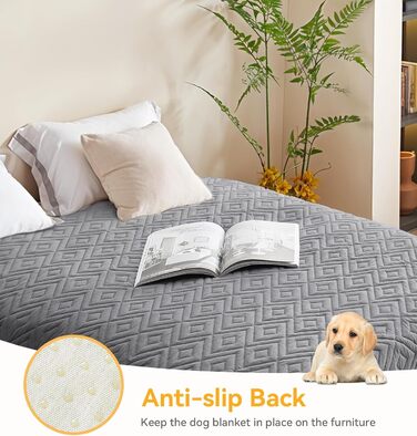 Водонепроникний килимок для собак, неслизький та пральний, ковдра для собак та котів, захисний килимок для дивану від шерсті та подряпин, ідеально підходить для дивану, ліжка, автокрісла (Сірий, 127×152 см) (130x210 см)