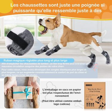 Шкарпетки для собак з неслизькою підошвою та регульованим кріпленням (Сірий, L)