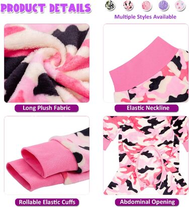 Зимовий костюм-піжама для собак середніх та великих порід BT Bär, теплий халат-комбінезон, фланелевий халат, рожевий камуфляж, розмір 5XL