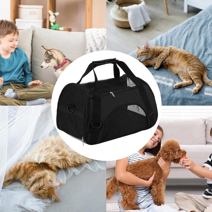 Транспортна сумка для тварин, переноска для кошенят, чорна, водонепроникна, легка, дихаюча, для подорожей, кемпінгу, прогулянок