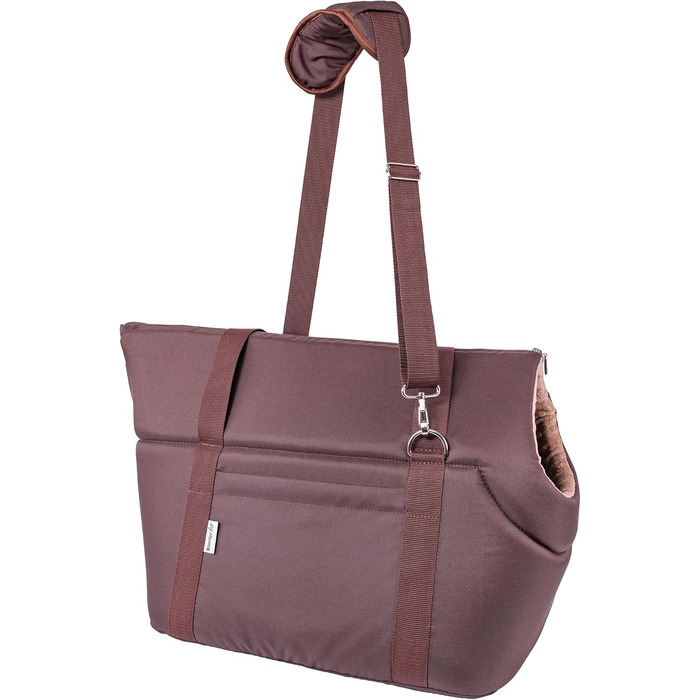 BOUTIQUE ZOO Сумка-переноска для собак XL (до 15 кг) – велика переноска для середніх собак та котів – м'яка, складна та пральна – 52×35×39 см – (Д 52 x Ш 35 x В 39 см, Коричневий Бежевий/Мінки)