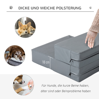 PawHut Pet Stairs Pet Pad 2 сходинки Складні сходи для собак Сходи для кішок і собак сірий L45 x W39 x H20 см | Аосом
