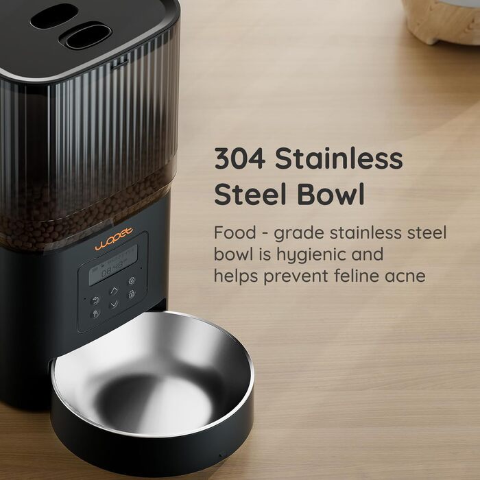 Автоматичний кормушка для котів WOPET 4L: програмування, 180 днів роботи, сталева миска, білий колір