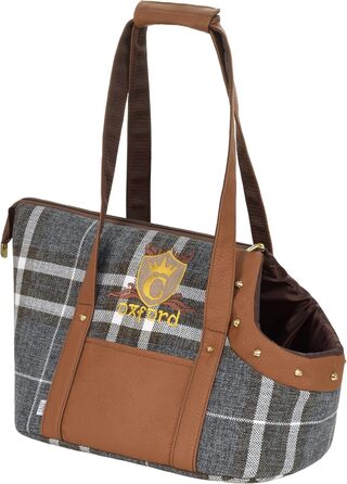 CAZO Oxford переносна сумка-переноска для собак та котів, 30x40x24 см, коричнева в клітинку, LXD1001