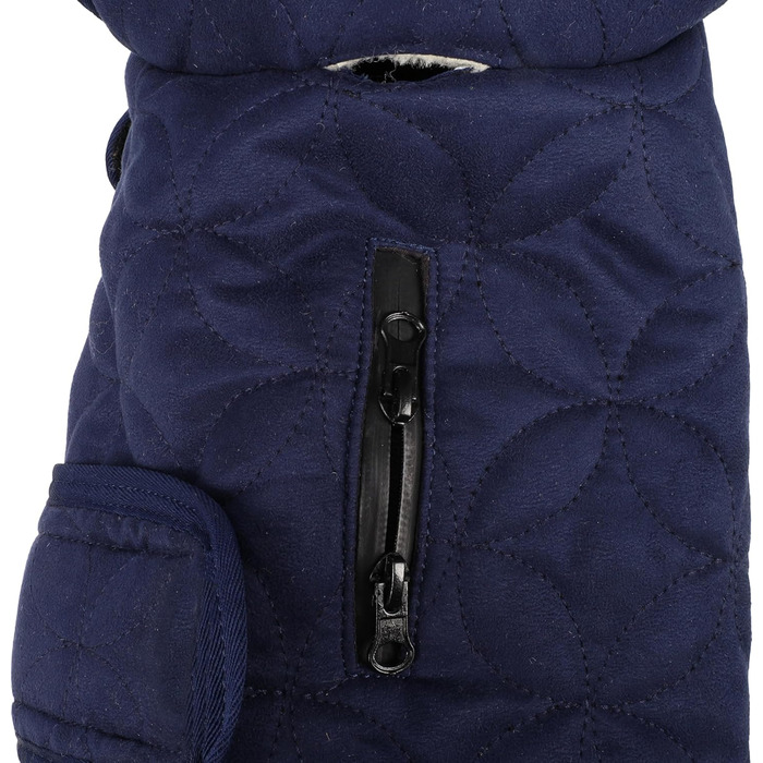 Зимовий теплий нашийник для собак Flamingo Koda, темно-синій, 35 см, поліестер, водовідштовхувальний, з флісовою підкладкою, на липучці, з отвором для повідка, високий комір, XS