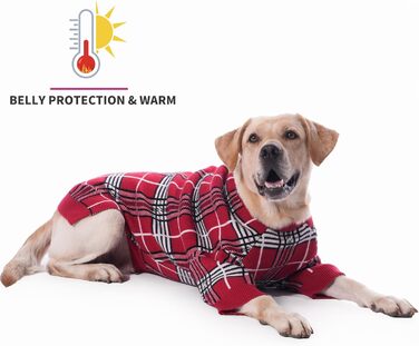 LovinPet Пуловер для собак великих порід, класичний, вітронепроникний, британський клітинний візерунок, теплий жилет для собак середніх та великих порід, розмір L