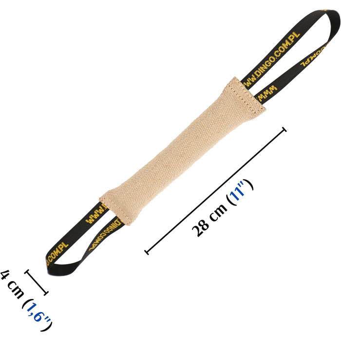 Dingo Бейсвурст з джуту з 2 ручками для дресирування собак, іграшка для апорту, ручна робота, 28×4 см, натуральний колір