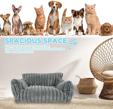 М'яке ліжко для котів та собак: зручне диванчик з фетру, антиковзаюча база, легко миється (темно-сірий)