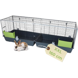 Клітка для кроликів XXL Indoor/Outdoor, 160 см, для морських свинок та кроликів, з годівницею, клітка для дрібних тварин