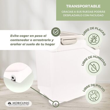 Контейнер для корму Mobiclinic Pets 20 л з герметичною кришкою, мірною ложкою та колесами, для домашніх тварин