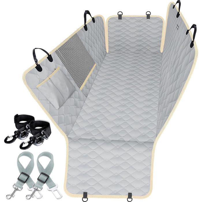 Захисний чохол на сидіння для собак Lassie XL, автомобільна гамак для великих SUV та пікапів, сумісний з F150 F250/Chevrolet Silverado/Ram Pickup/GMC Sierra/Toyota Tundra та Crew Cab (54'W x 58'L, сірий)