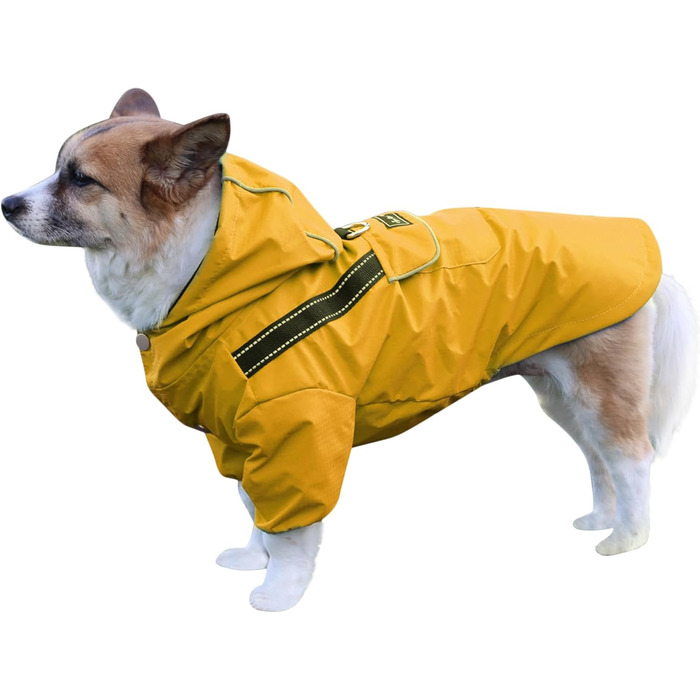 Жовтий дощовик для цуценят та маленьких собак JoyDaog з капюшоном та кишенями, водонепроникний, XS