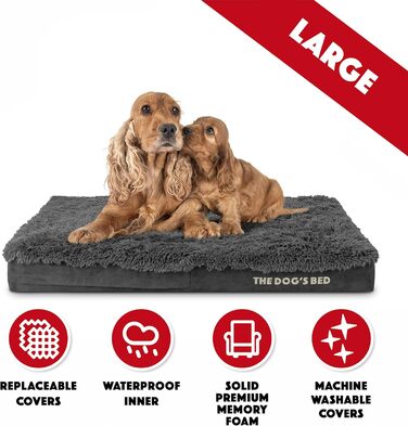 Ортопедичне ліжко для собак, велике, з штучного хутра, 101 x 64 x 10 см, вологостійке, з піною з пам'яті, сіре