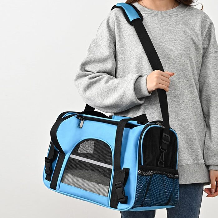 Трансформер для котів та собак – сумка-переноска на плечі | Компактна переноска для тварин, легка, міцна, зручна, з вентиляцією, для прогулянок, для цуценят, практична (Блакитна)