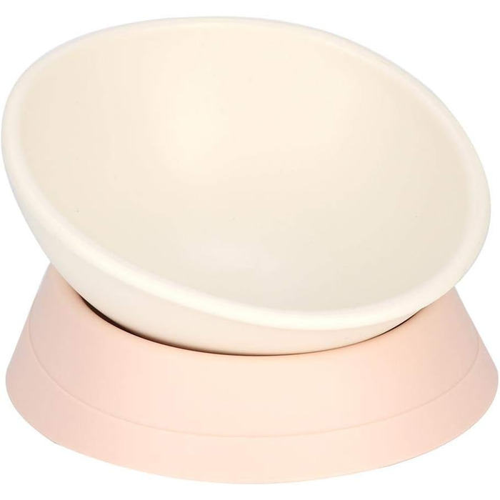 Миска для собак та котів з похилим підставою, неслизька, біла