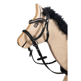 HKM 9209 Безвуздечне трензело Funny Horses для іграшкових дерев'яних коней, чорний/рожевий, розмір Mini Shetty