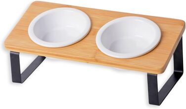 Підвищена годівниця для котів, ергономічна керамічна годівниця з дерева та бамбука, для котів та маленьких собак