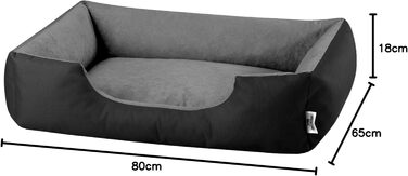 Ліжко для собак BedDog THE-ROCK чорного/сірого кольору, розмір L (80 x 65 x 18 см) - зручне ліжко-корзинка для середніх та маленьких собак, знімний чохол, що легко прати